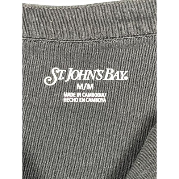 St. John's Bay Medium Black Short Sleeve Shirt 100% Cotton - Picture 6 of 6
